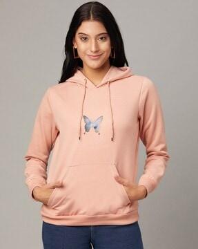 women graphic print regular fit hoodie