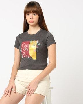 women graphic print regular fit round-neck t-shirt