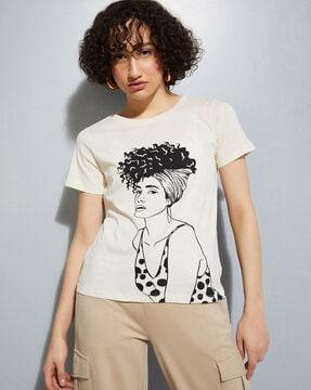 women graphic print regular fit round-neck t-shirt