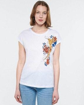 women graphic print regular fit round-neck t-shirt