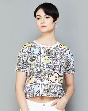 women graphic print regular fit round-neck t-shirt