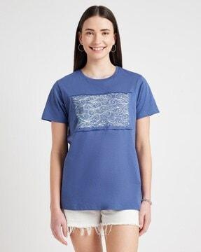 women graphic print regular fit round-neck t-shirt