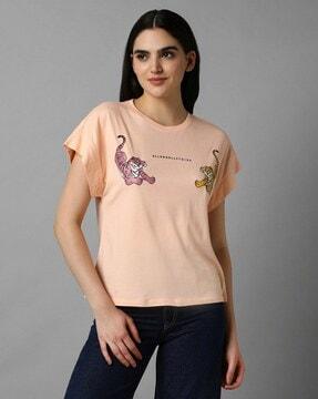 women graphic print regular fit round-neck t-shirt