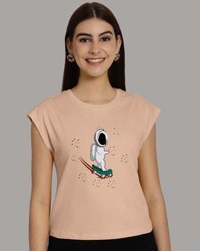 women graphic print regular fit round-neck t-shirt