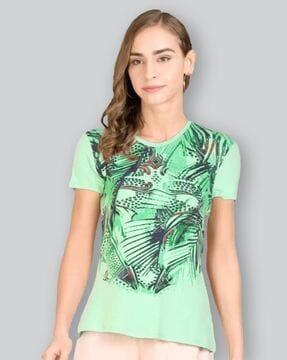 women graphic print regular fit round-neck t-shirt