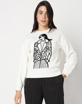 women graphic print regular fit sweatshirt