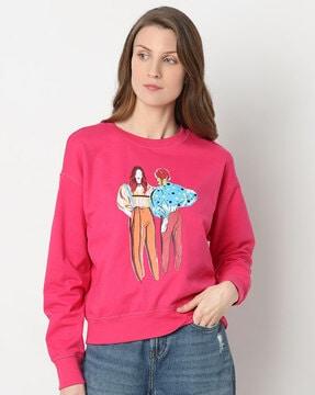 women graphic print regular fit sweatshirt