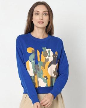 women graphic print regular fit sweatshirt