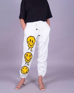 women graphic print relaxed fit cargo pants
