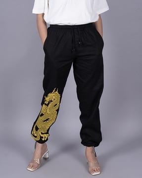 women graphic print relaxed fit cargo pants