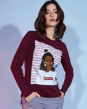 women graphic print relaxed fit crew-neck t-shirt