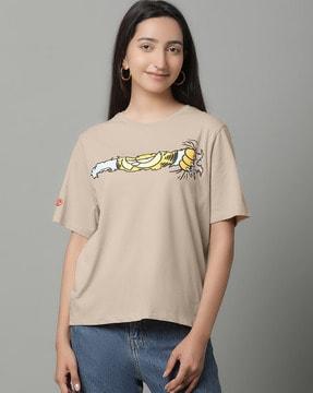 women graphic print relaxed fit crew-neck t-shirt