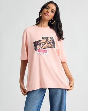 women graphic print relaxed fit crew-neck t-shirt