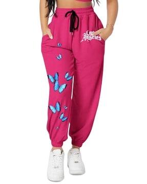 women graphic print relaxed fit pants