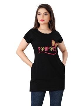 women graphic print relaxed fit round-neck t-shirt