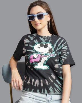 women graphic print relaxed fit round-neck t-shirt