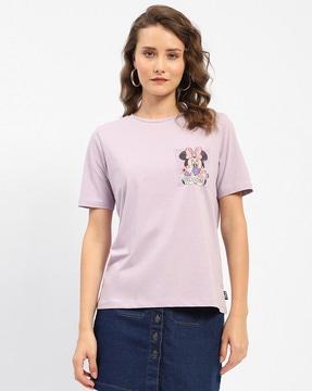 women graphic print relaxed fit round-neck t-shirt