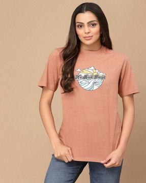 women graphic print relaxed fit round-neck t-shirt