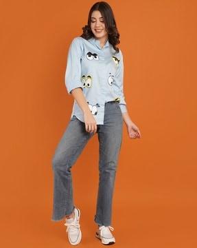 women graphic print relaxed fit shirt