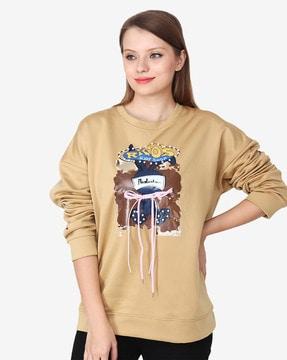 women graphic print round-neck sweatshirt