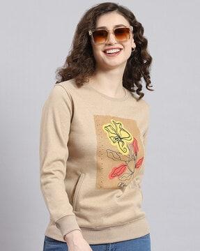 women graphic print round-neck sweatshirt