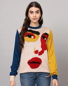 women graphic print round-neck sweatshirt