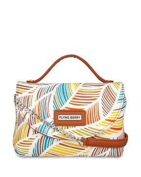 women graphic print sling bag with chain strap