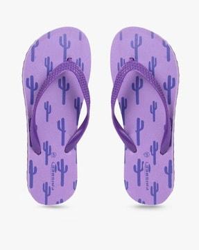 women graphic print thong-strap flip-flops