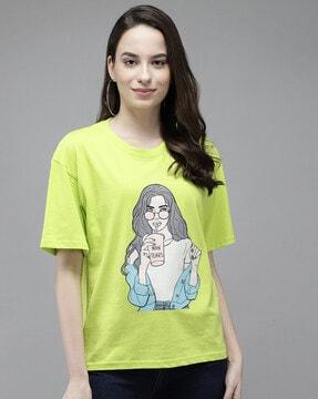 women graphic printed half sleeve oversize t-shirt