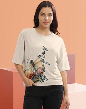 women graphic t-shirt with round neck