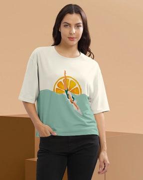 women graphic t-shirt with round neck