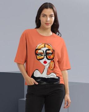 women graphic t-shirt with round neck