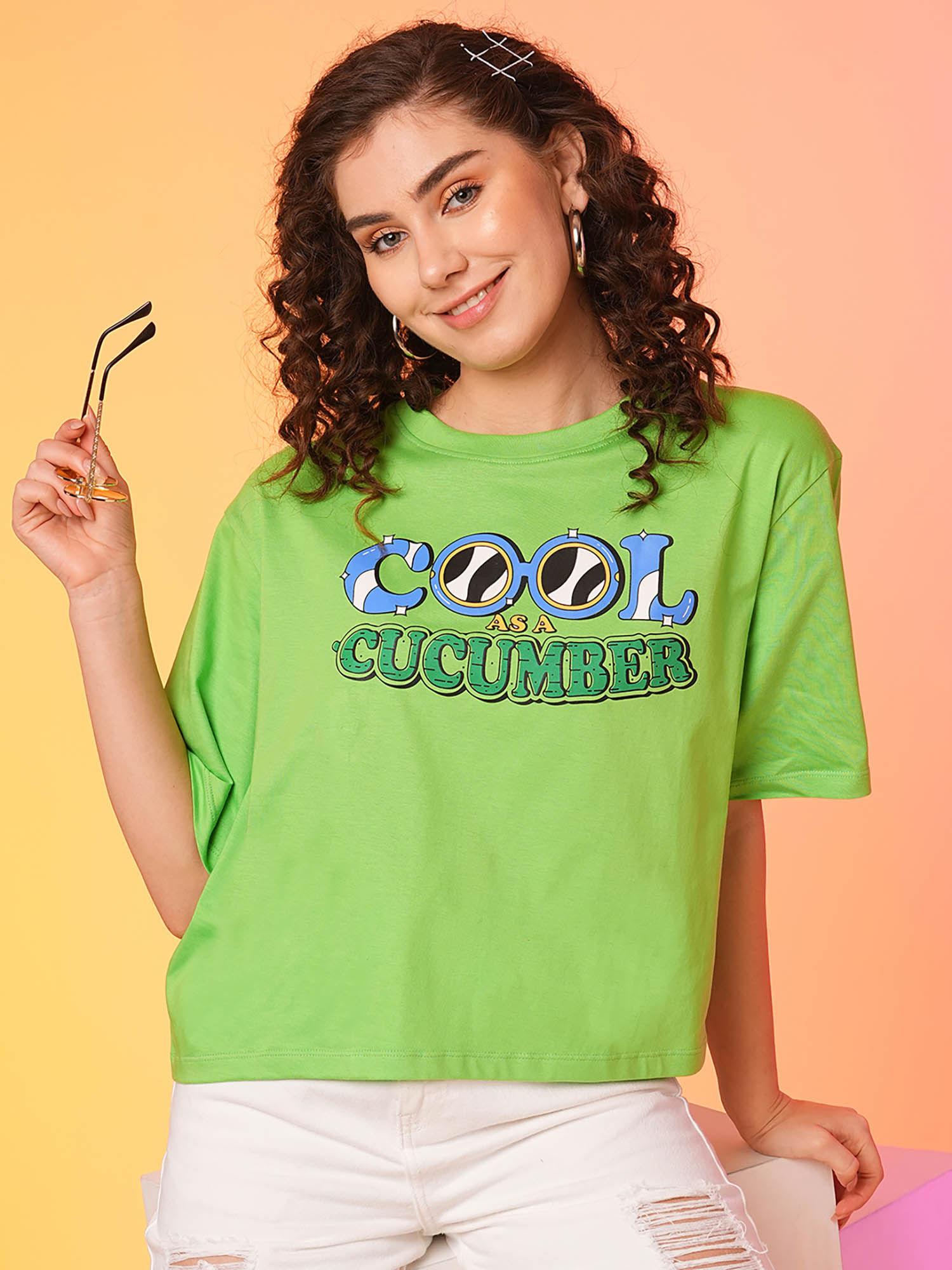 women green boxy fit cool summer t-shirt