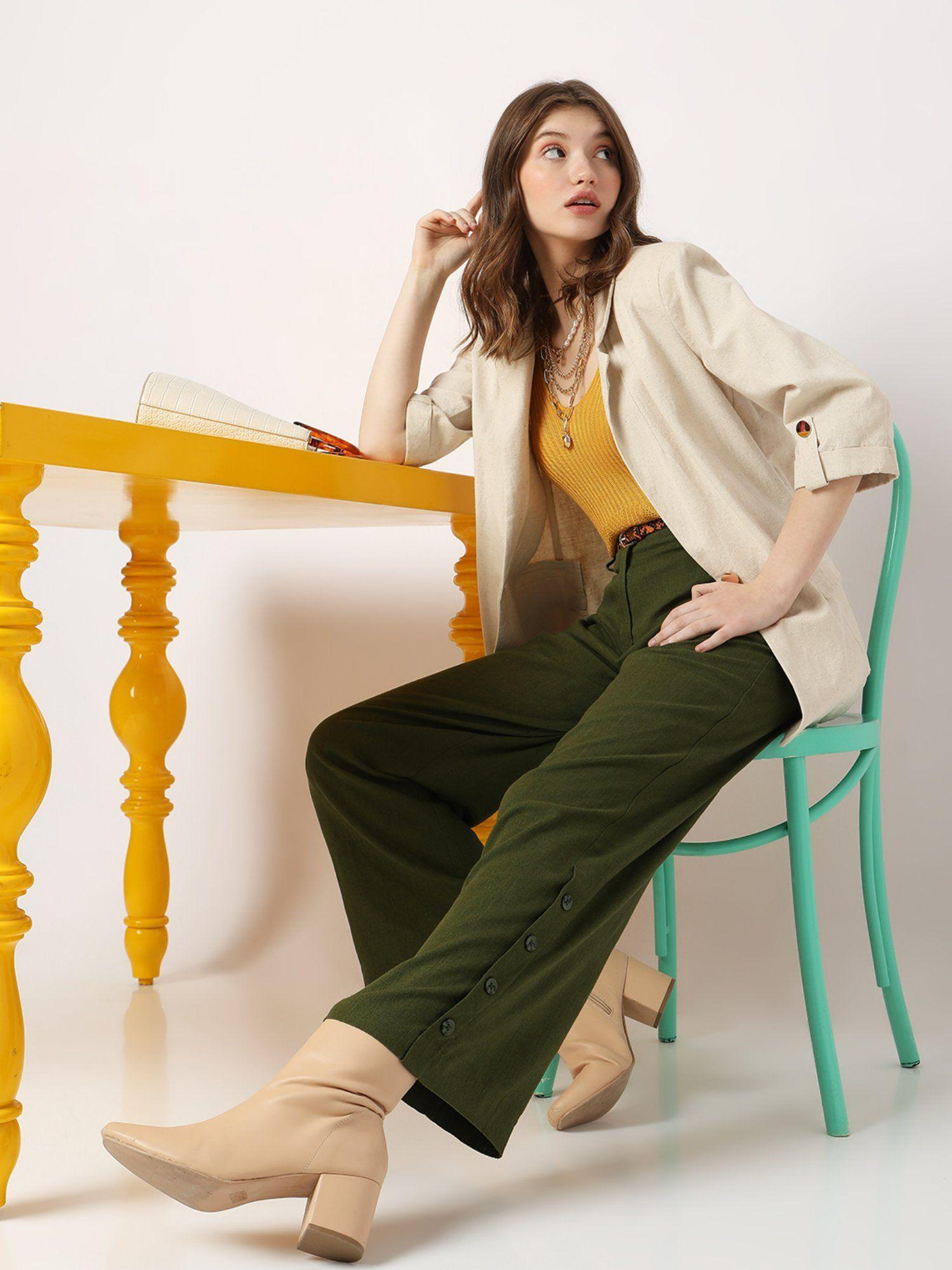 women green casual wear pant