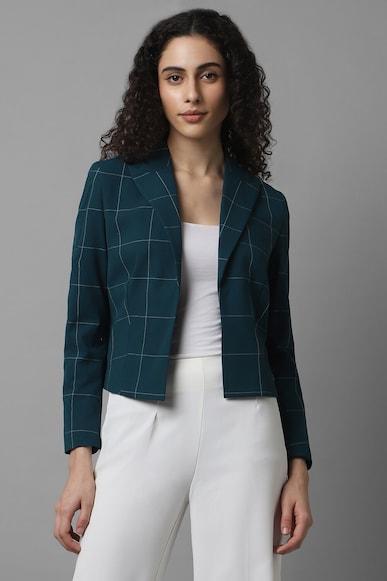 women green check casual blazer
