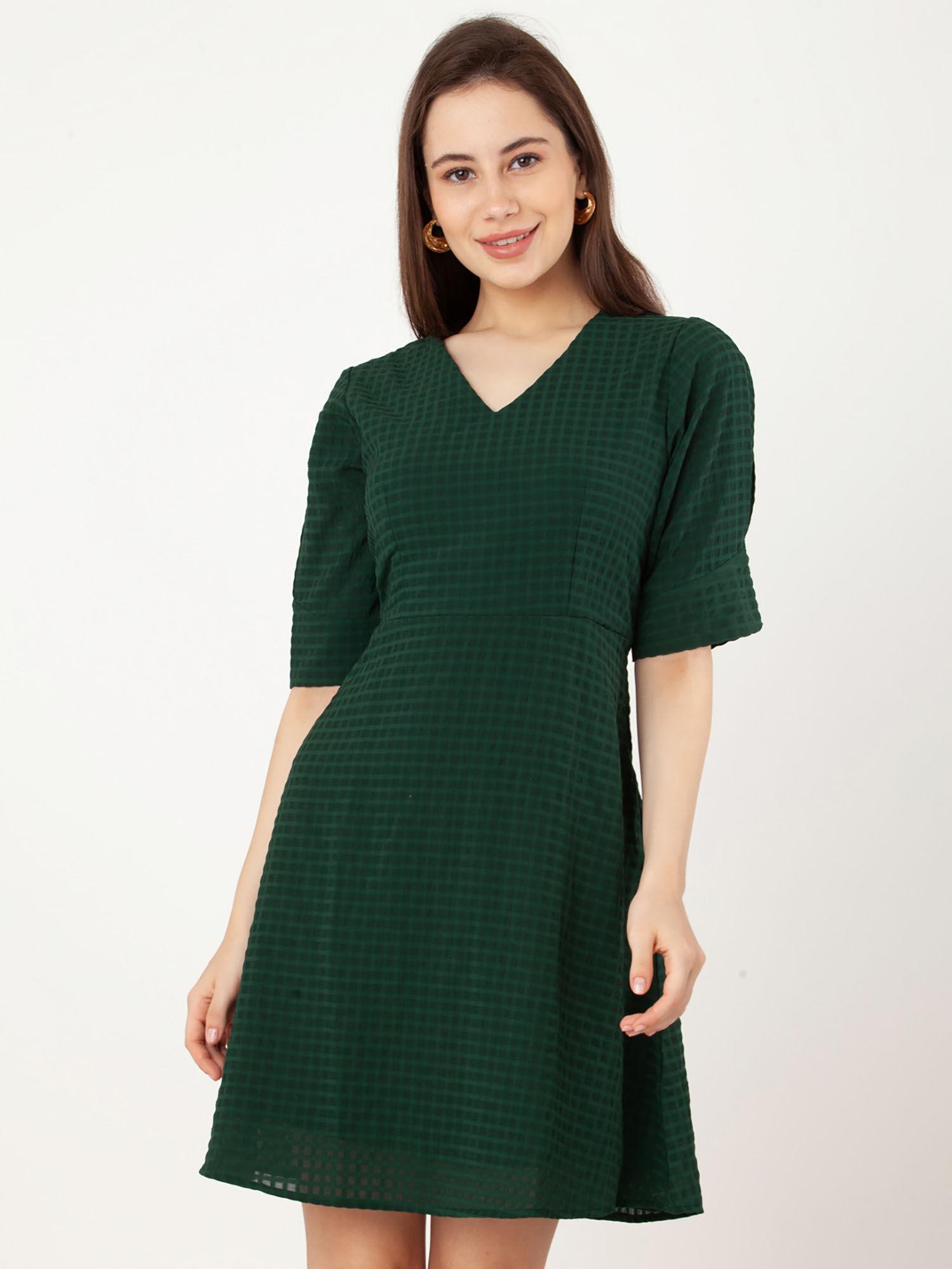 women green checks mini dress