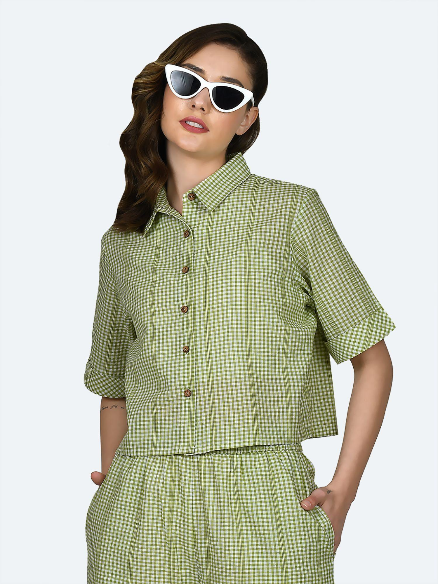 women green checks shirt