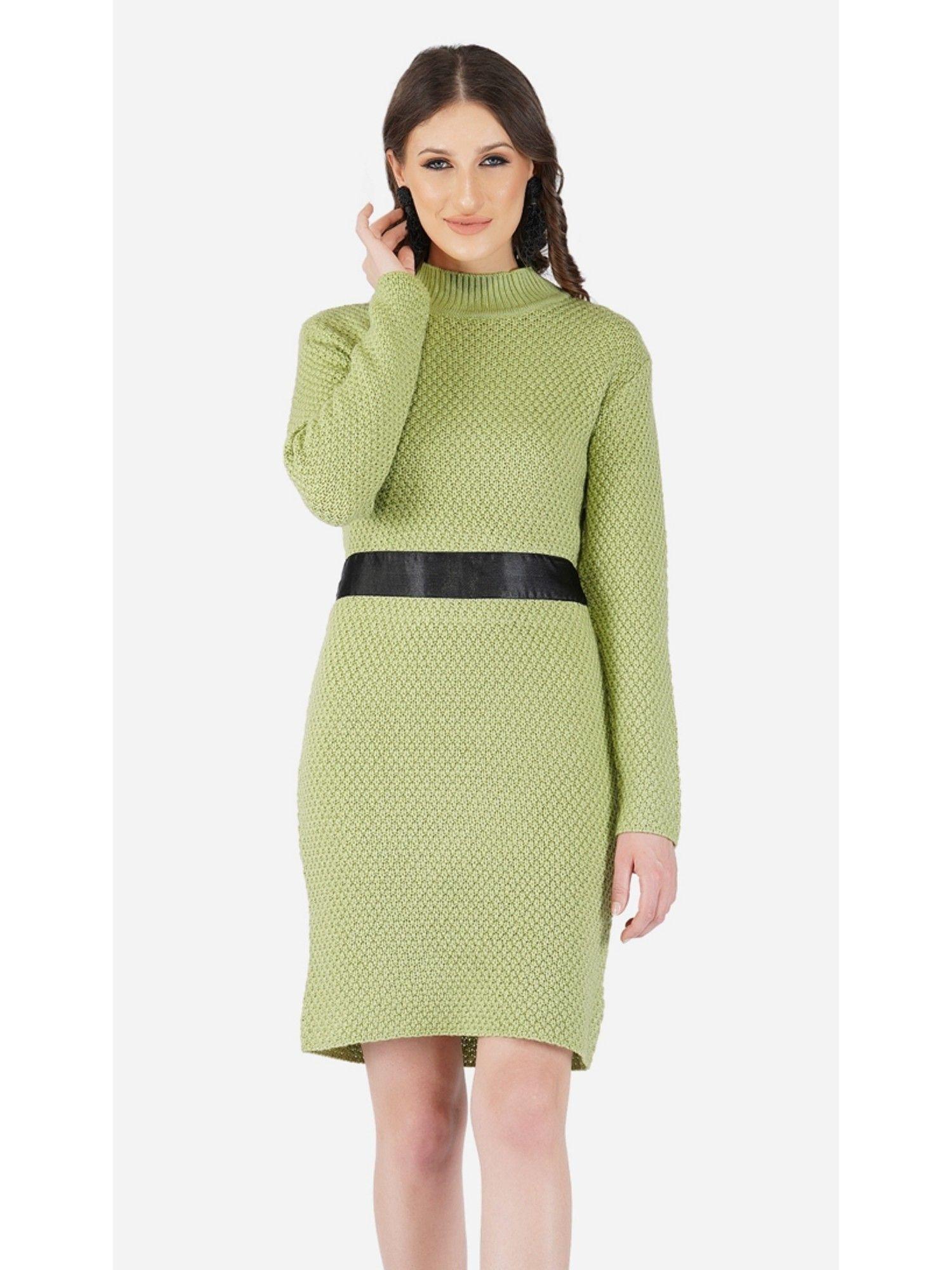 women green colour shift dress (set of 2)