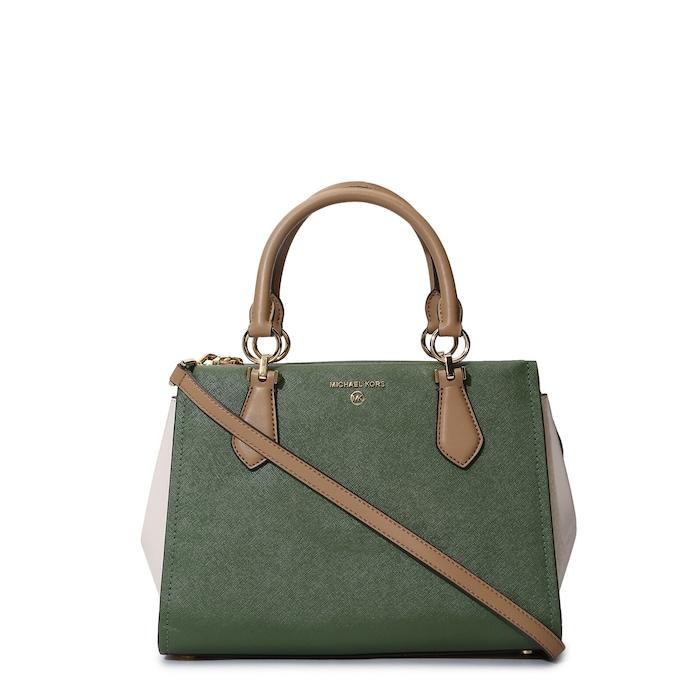 women green colourblocked satchel bag