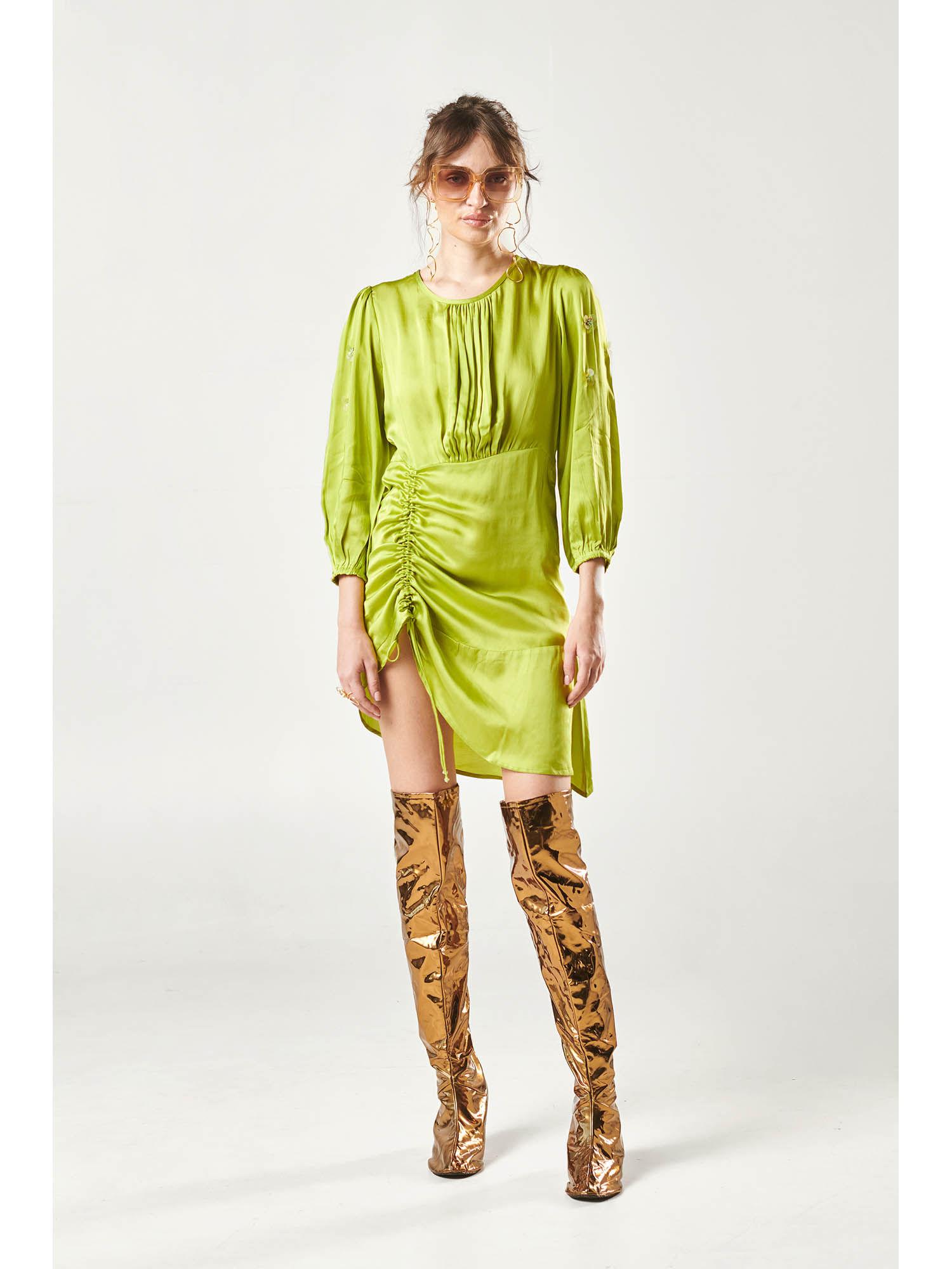 women green embellished knee length dress