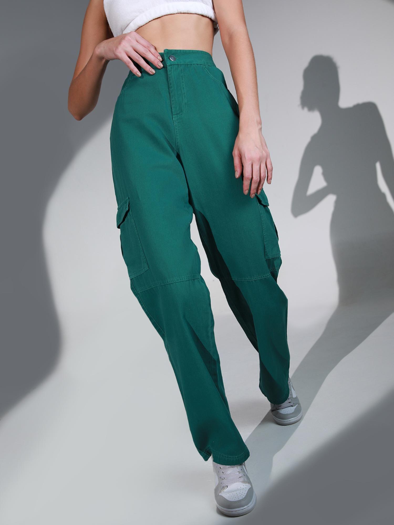 women green fashion cotton regular fit pant