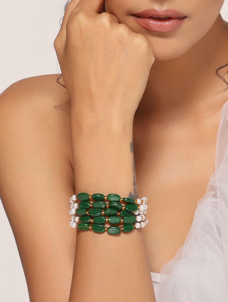 women green gold tone alloy cuffs &amp; bracelet