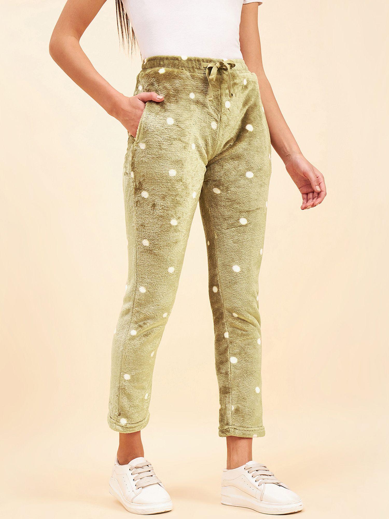 women green polka dots pyjama