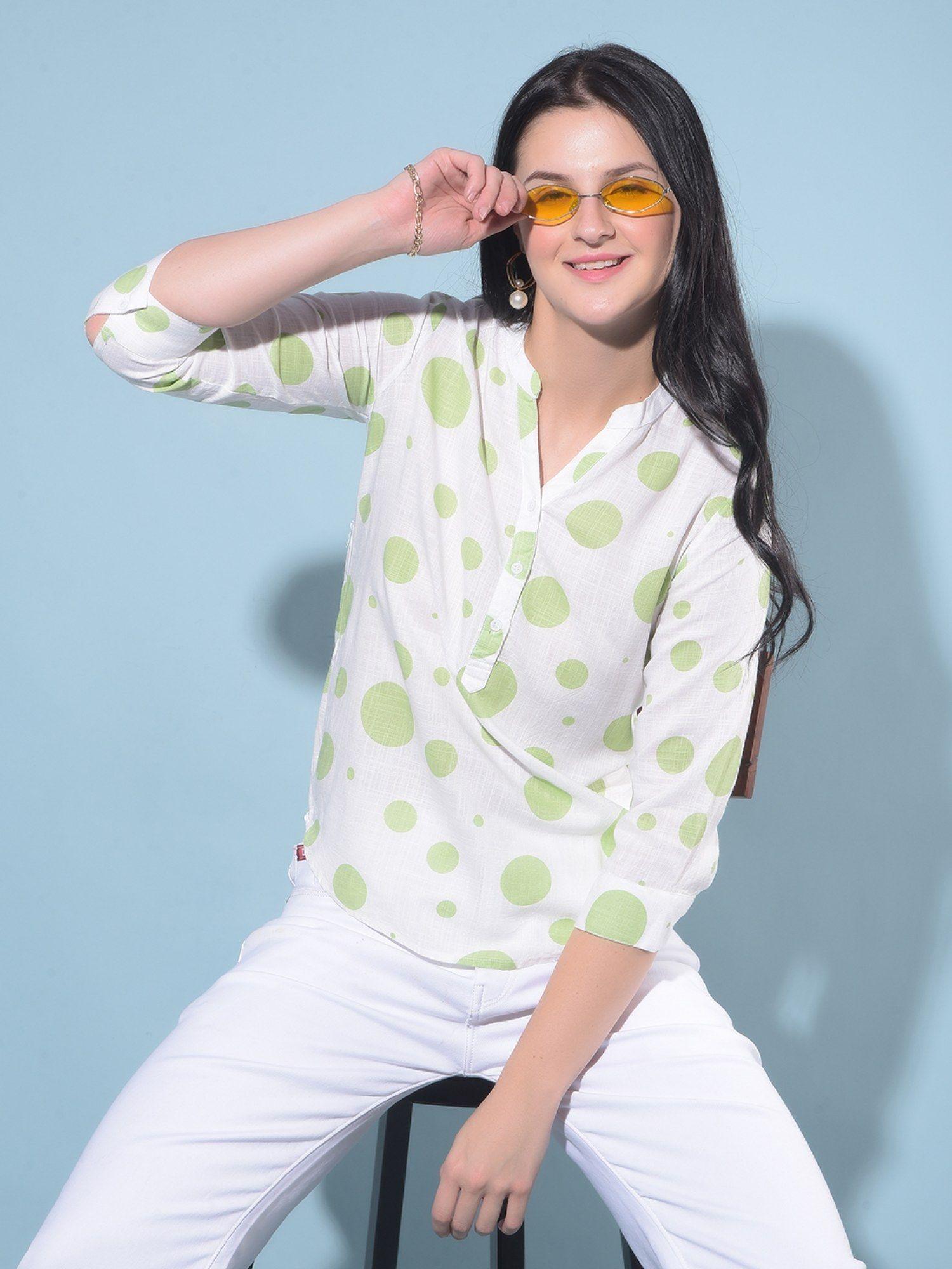 women green polka dots top