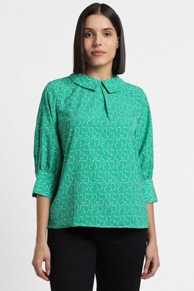 women green print 3/4th sleeves shirt