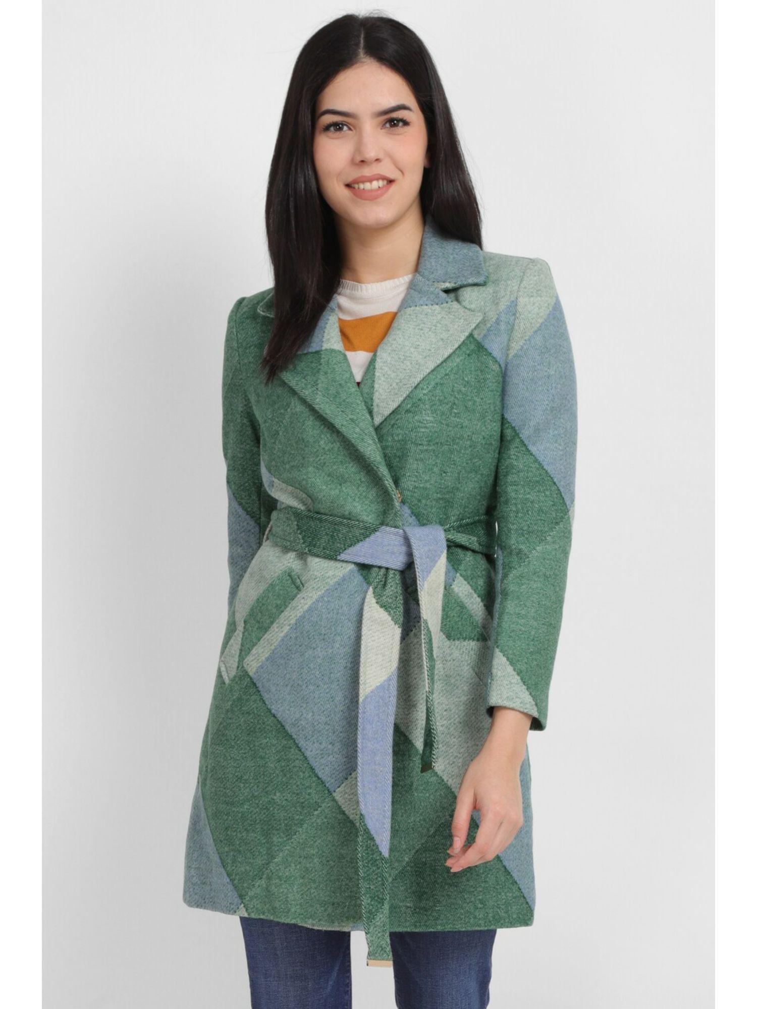 women green print casual coat (set of 2)