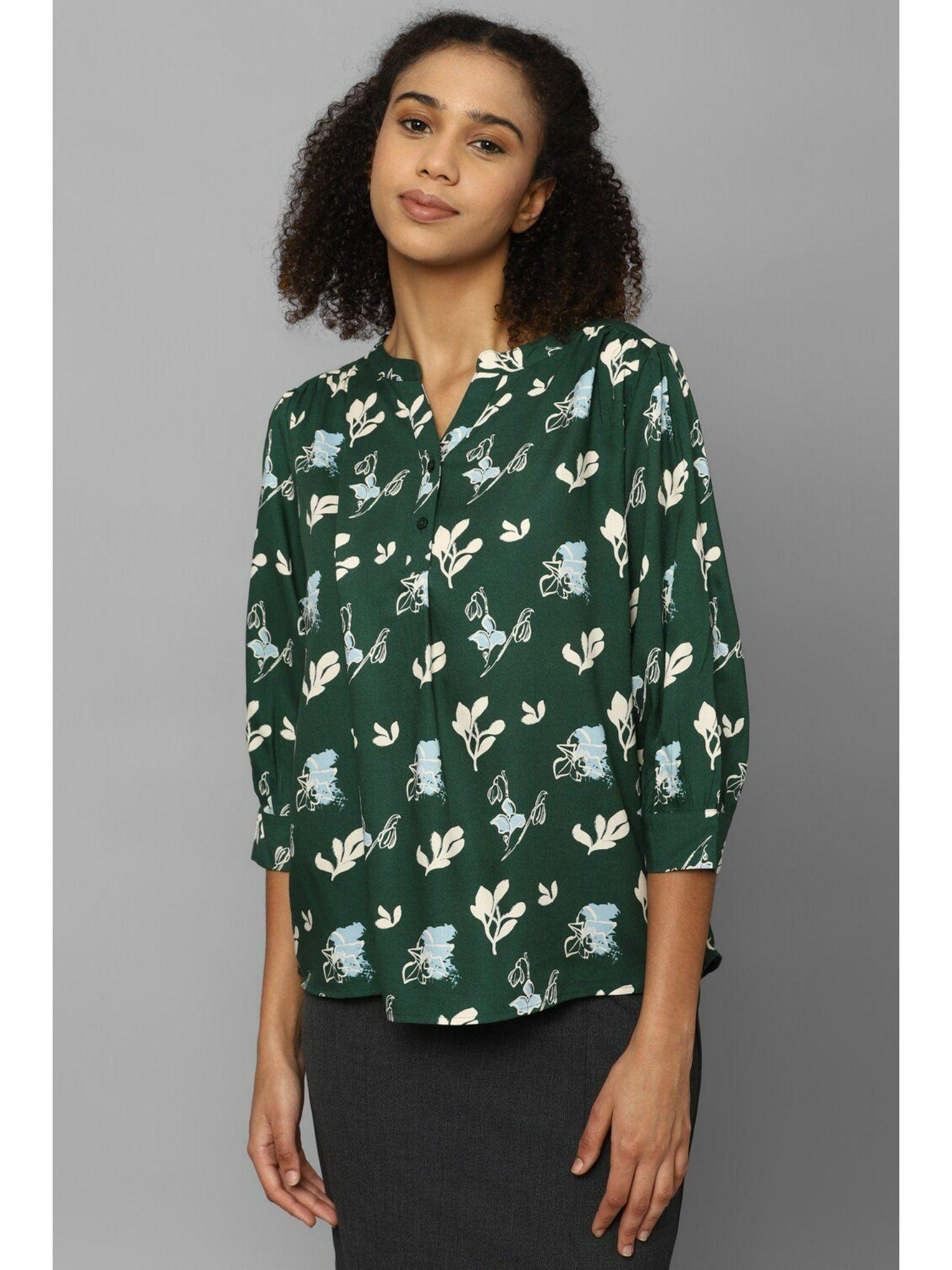 women green print casual top