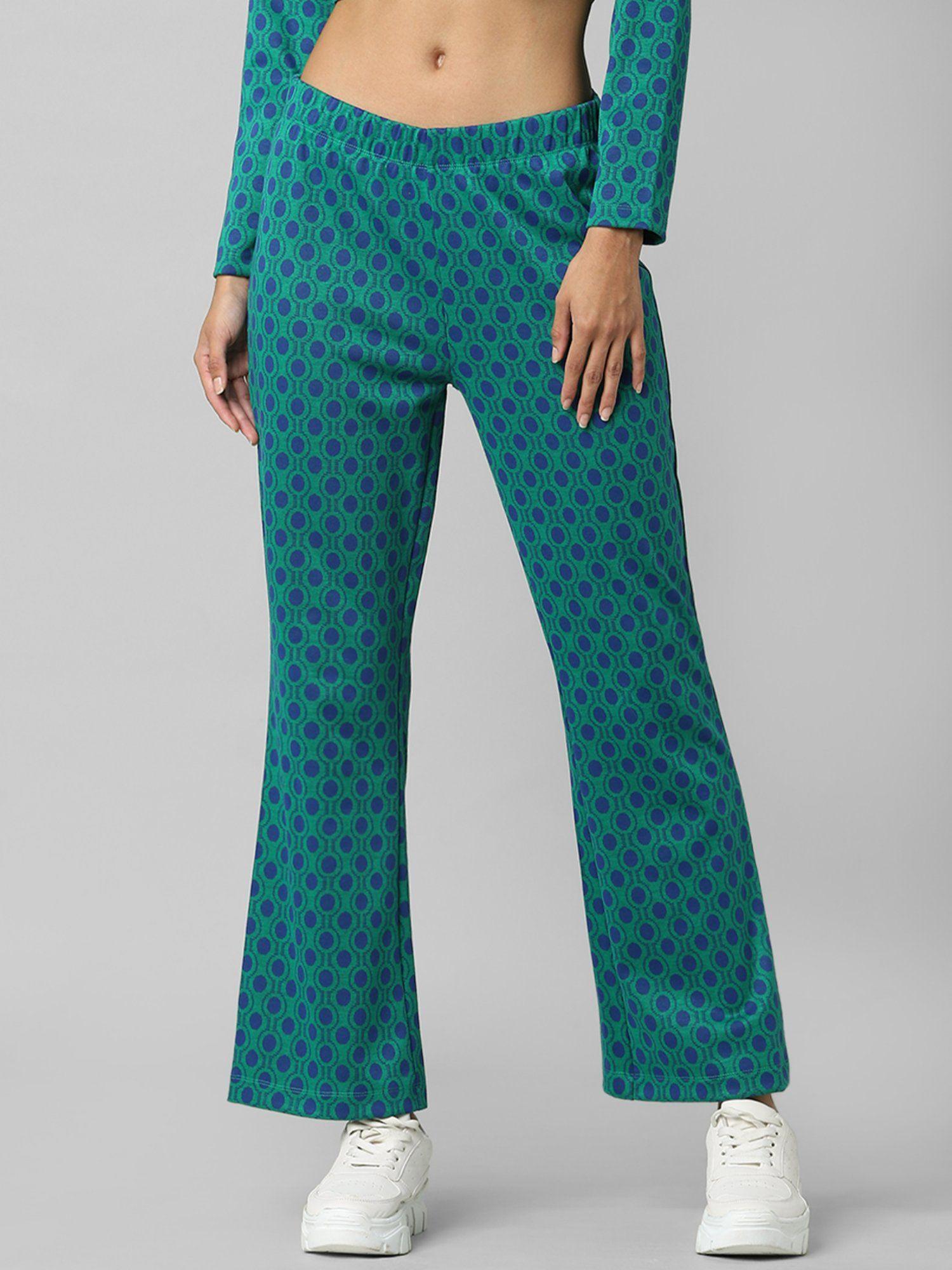 women green printed casual pants