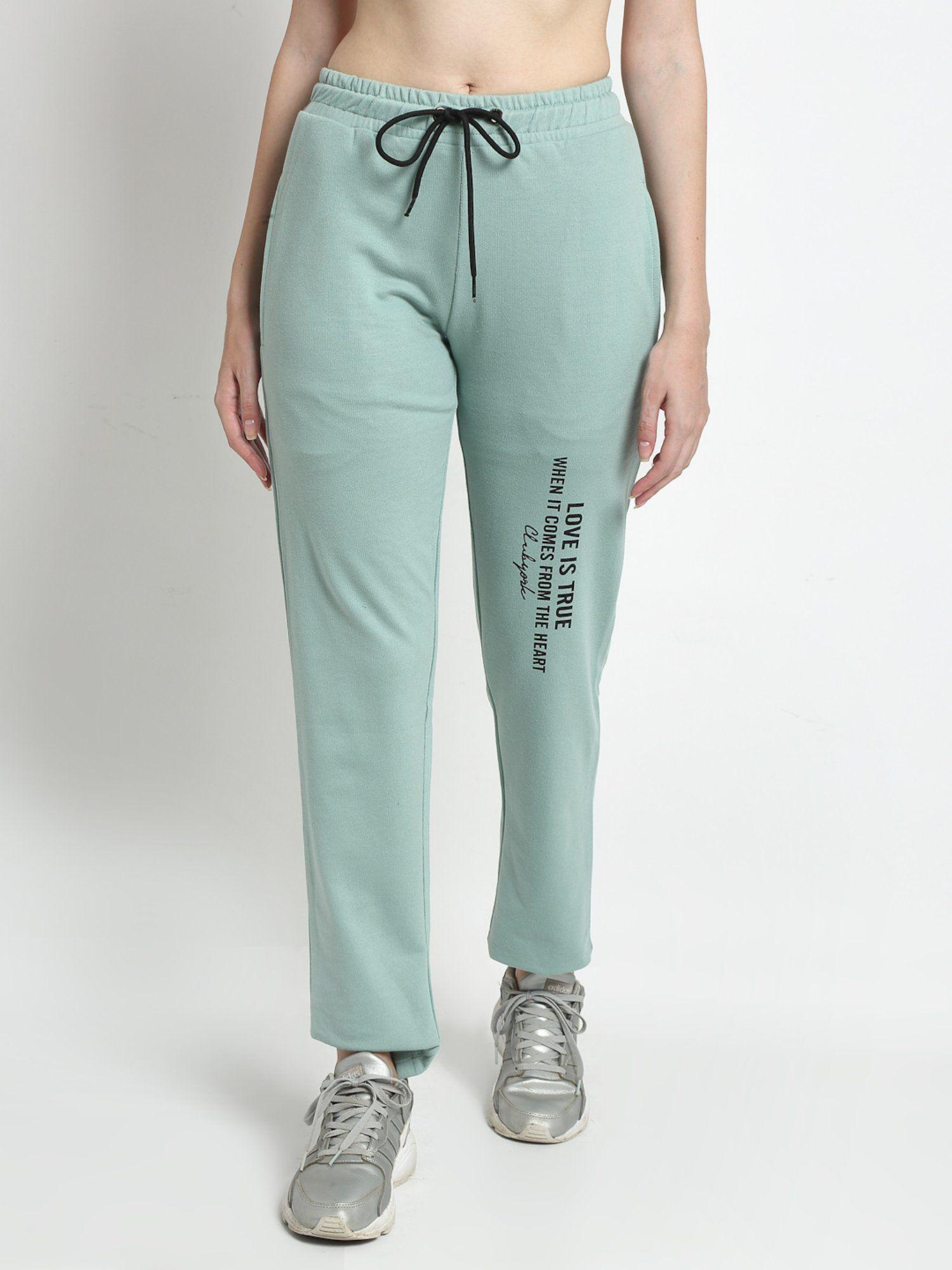 women green printed straight-fit track pants