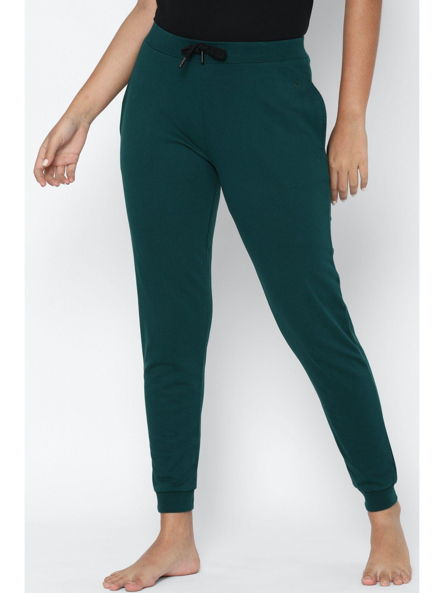 women green regular fit solid casual jogger pants